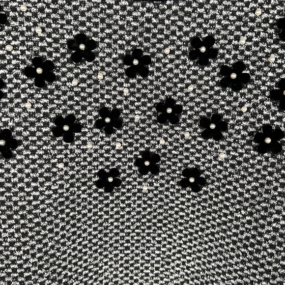 Karl Lagerfeld Paris Womens Black and White Embellished Top Size Medium - Picture 3 of 8